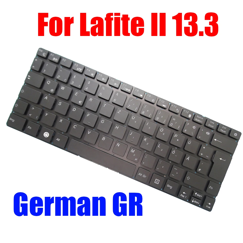 

German GR Replacement Laptop Keyboard For PCSpecialist For Lafite II 13.3 Black Without Frame