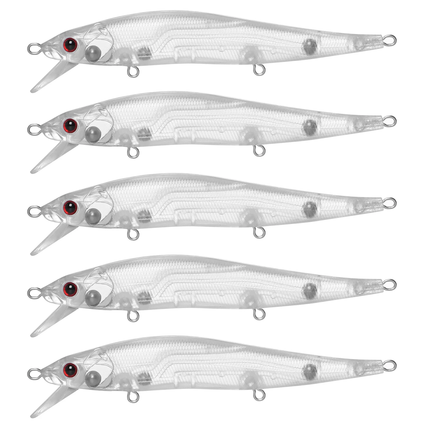 20 stks/partij Ongeverfd Blank Lokt 12 cm 12g Drijvende Jerkbaits met Ogen DIY Clear Minnow Harde Aas voor forel Bass Karpervissen