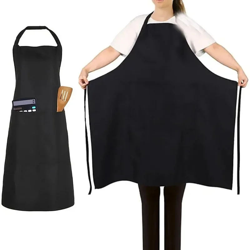 1PC Aprons with Pocket Kitchen Cooking Bib with Adjustable Neck Strap Water and Oil Resistant Chef Apron for Men Women