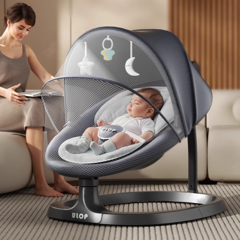 Electric Baby Swing for Infants,Bluetooth Music Remote Control Timing Function and 3 Swing Speed Baby Bouncer Baby Rocking Chair