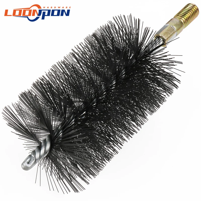 Loonpon 18-75mm Thread Wire Brush Metal Handle Pipe Tube Cleaning Chimney Brush Stainless Steel Wire Pipe Cleaning Brush