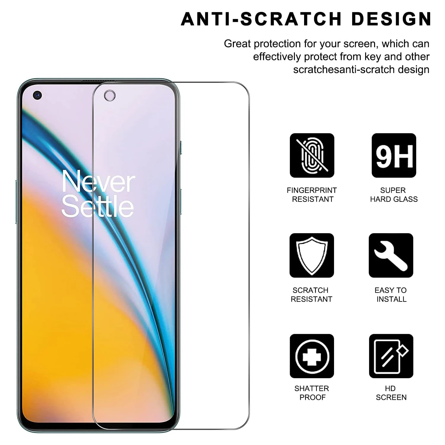 Pelindung layar kaca 9H, 2/4 buah untuk OnePlus Nord 2 5G Tempered Glass Film