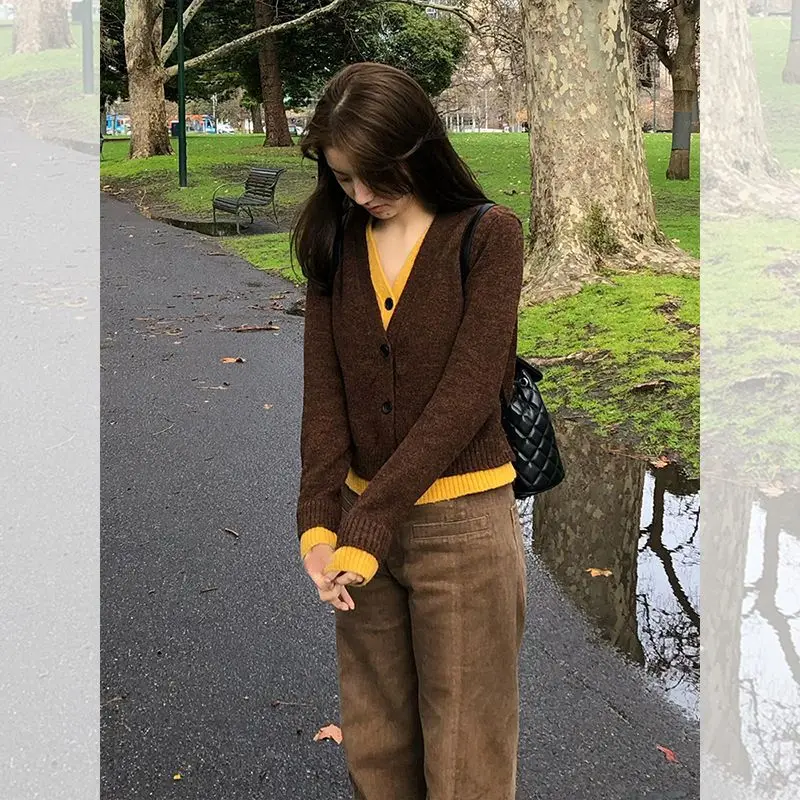 Pull en tricot Vintage + jupe à carreaux taille haute pour femme, costume deux pièces, robe élégante coréenne, ensemble assorti, nouvelle mode printemps automne