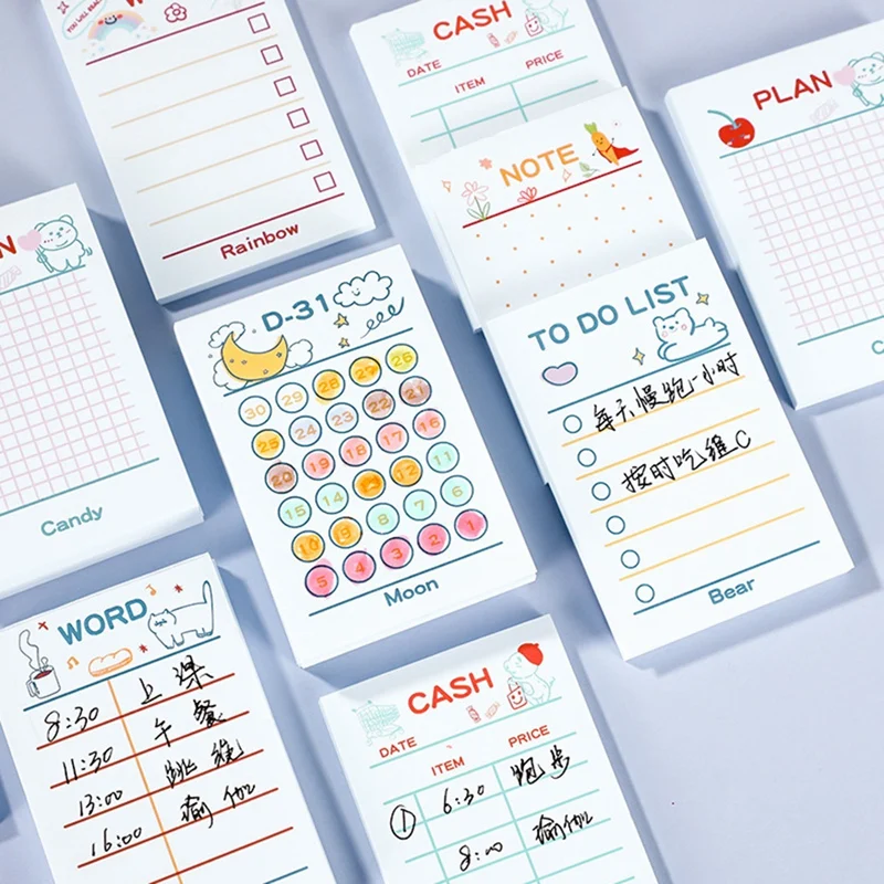 ملاحظات لاصقة مبطنة يوميًا لمخطط العمل ، مفكرة متينة ، مخطط يومي لطيف ، 600 ورقة ، 14 حزمة ، 9x6