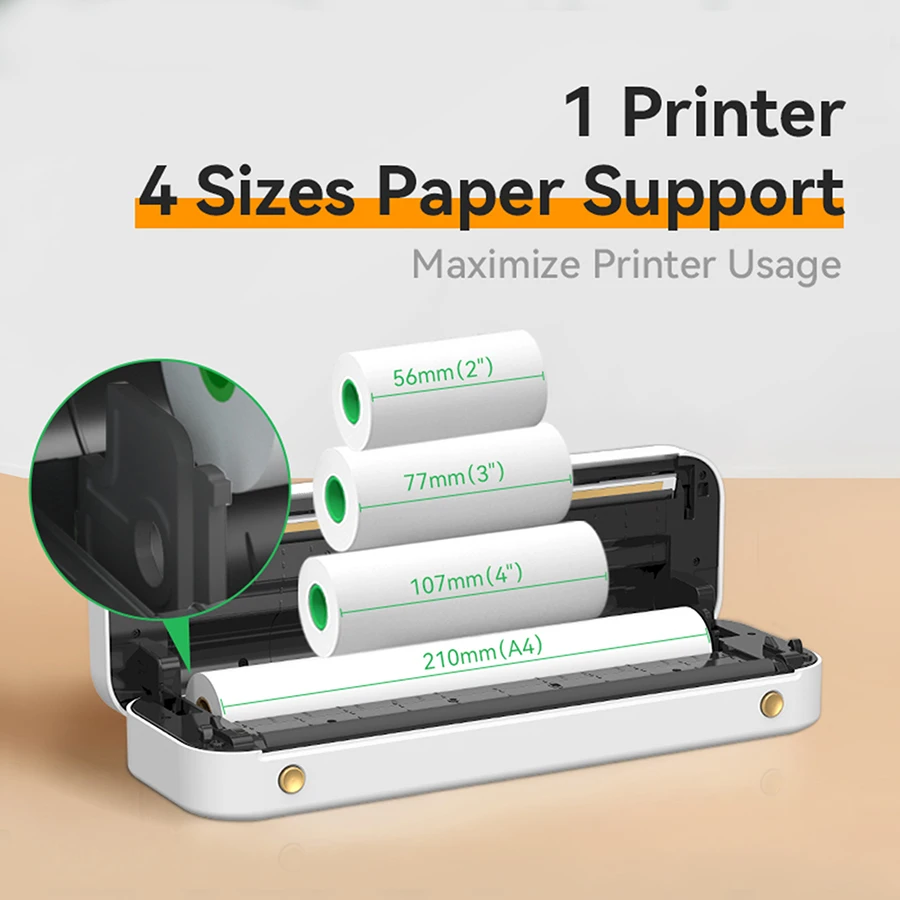 PeriPage A4 Portable Printer Roll Folded Paper USB Bluetooth Thermal Document Printer Support Tattoo Stickers Office Homework