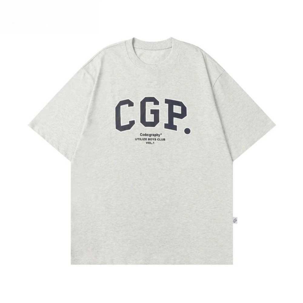 2025 Korean Tide Brand Letter Printing Short-sleeved T-shirt Loose and Comfortable Simple Korean Short-sleeved ins