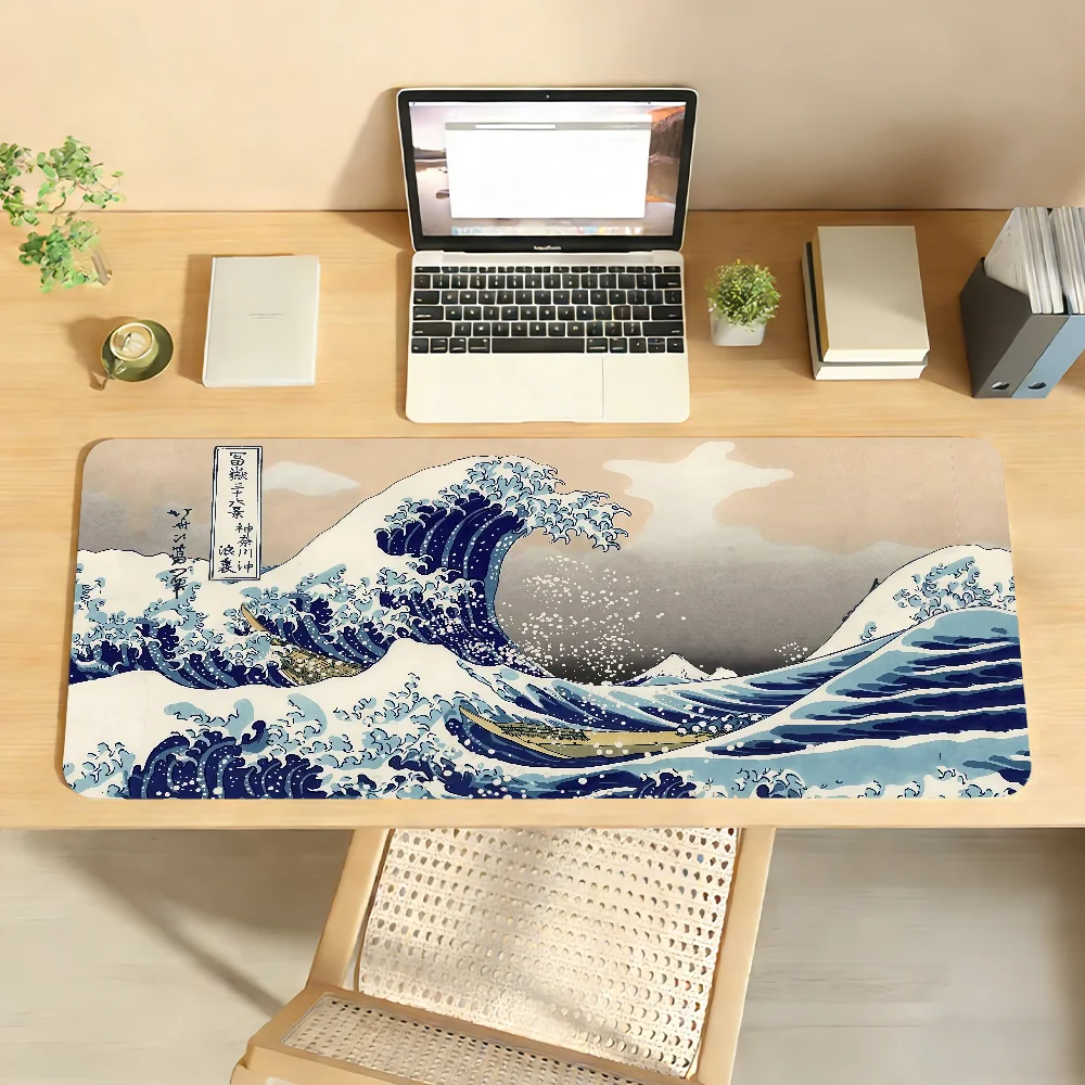 Art The Great Wave Off Kanagawa Mauspad, rutschfeste Schreibtischunterlage, PC-Laptop-Zubehör, Büro-Tastatur, groß, Gamer-Dekoration