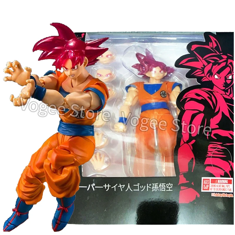Dragon Ball Shf Super Saiyan Dios Rojo Son Goku figura de acción PVC móvil Goku negro Anime figuras colección modelo juguetes niños regalo