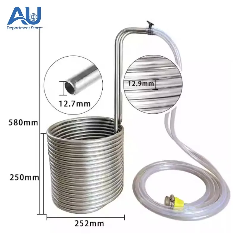 Stainless Steel Beer Cooling Coil Home Brew Fast Cooling Beverage Chiller Accessory 1/2'' Female NPT Ends Soda Refrigeration