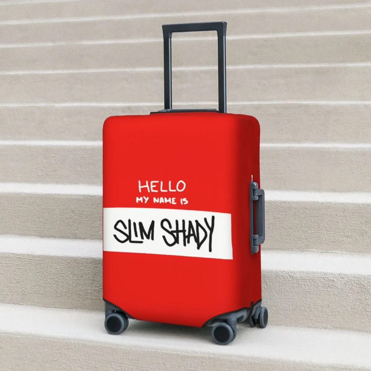 

Hello My Name Is Slim Shady Eminem Suitcase Cover Protection Elastic Travel Luggage Protector Covers for 18-32 Inch