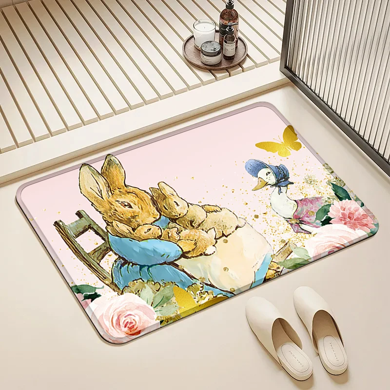 

Peter Rabbit & Duck Watercolor Door Mat Non-Slip Soft Floor Rug for Home Kids Room Bathroom Kitchen Decor