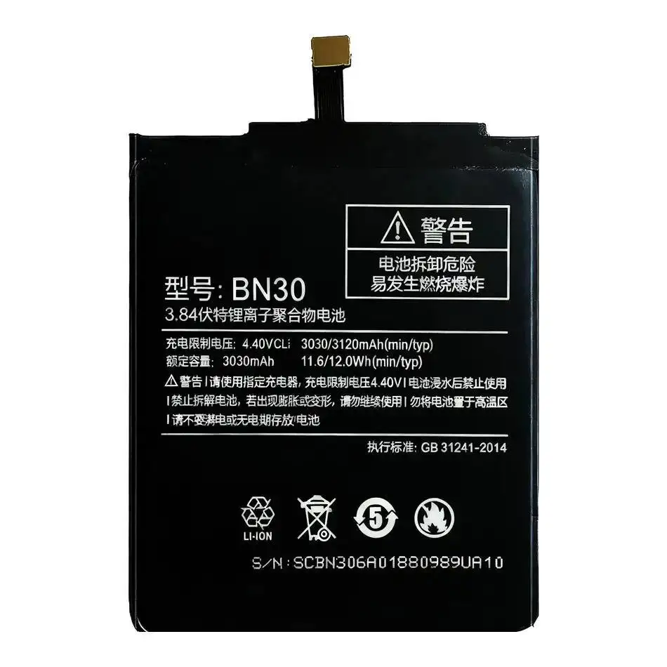 Bateria de íon-lítio para celular Xiaomi Redmi Note 5, Note5 BN45, 4000mAh