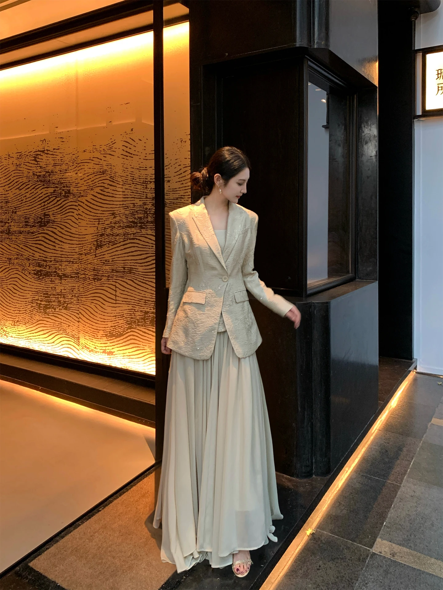 

Костюм-двойка Ele One-Button для женщин, весна 2026, с приталенным силуэтом, повседневный, из чистого полиэфирного волокна