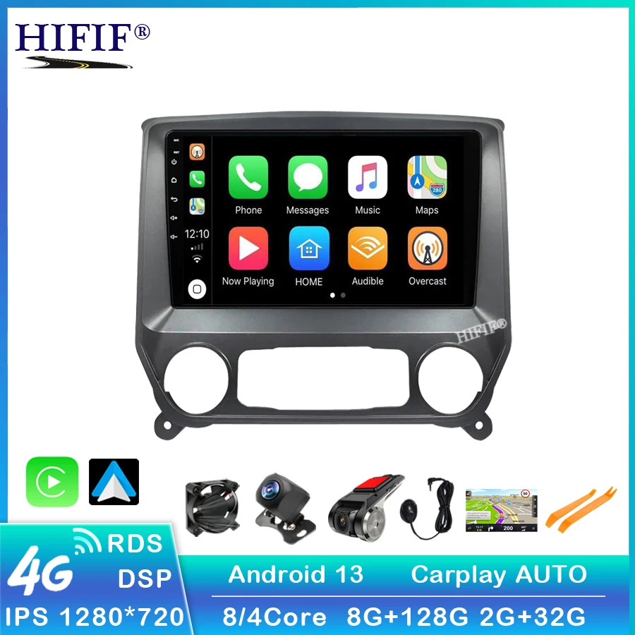 

Android 13 Carplay Android auto For Chevrolet Silverado 3 GMTK2 2014 2015 2016 2017 2018 Car Radio Car Multimedia Player Monitor