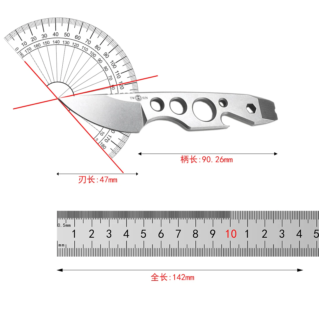 TWO SUN TS238 Fixed Blade Knife D2 Hunting Straight Knife KYDEX Sheath Camping Survival Outdoor Knives EDC Tool