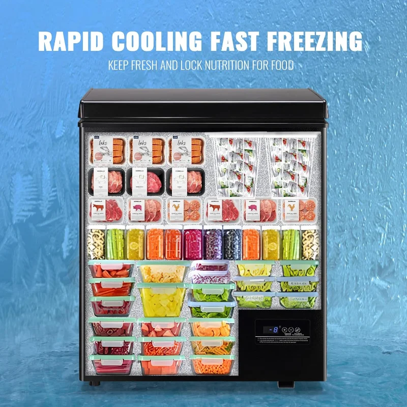 전자 제어 기능이 있는 소형 냉동고 41 ℉   -15로 ℉   탈착식 스테인리스 스틸 2개를 갖춘 독립형 딥 미니 냉동고