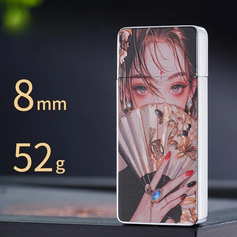 

Double sided Color Printing Ultra thin Windproof Open Flame Butane Gas Lighter Grinding Wheel Ignition Outdoor Portable Lighters