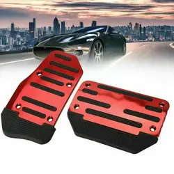 1pair Universal Aluminum Automatic Transmission Car Foot Gas Blue Pedal Set Red Silver Cover Non-Slip Pedals Brake Kit Fuel I7G1