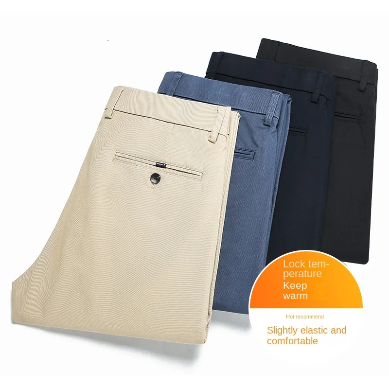 

2025 New Casual Pants Men Autumn Cotton Black Blue Straight DressTrousers Solid Color Loose Men Suit Pants For Men Clothing