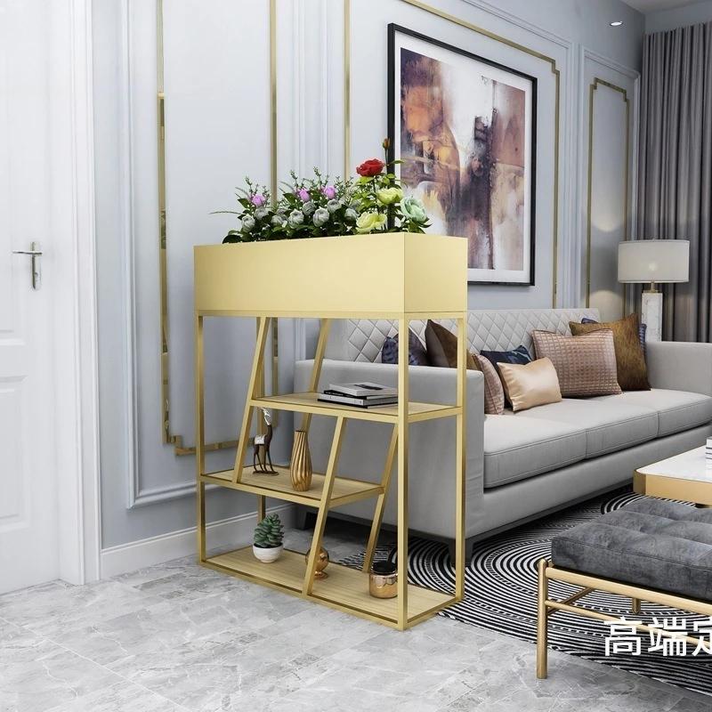 Wrought iron partition floor rack small apartment living room display