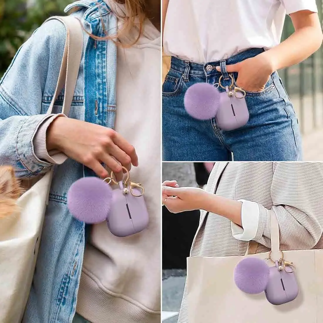 Cute Silicone Case For Samsung Galaxy Buds 3 3Pro Case Cover with Pompom Keychain