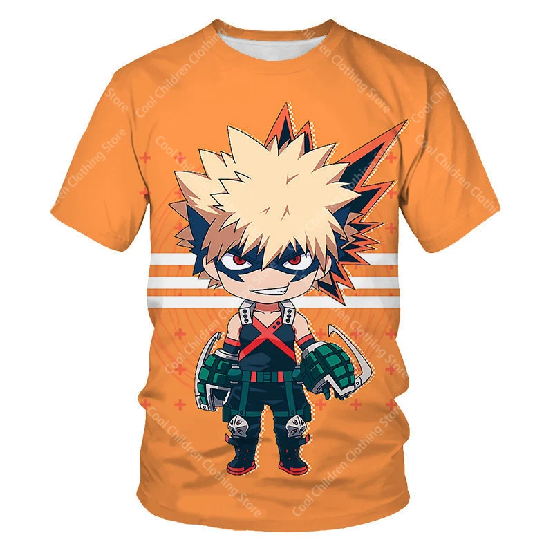 My Hero Academia Summer Boys Girls  Short Sleeve Clothing for Tee Cute casual fashion Parent Child Clothing Short Sleeve T-shirt