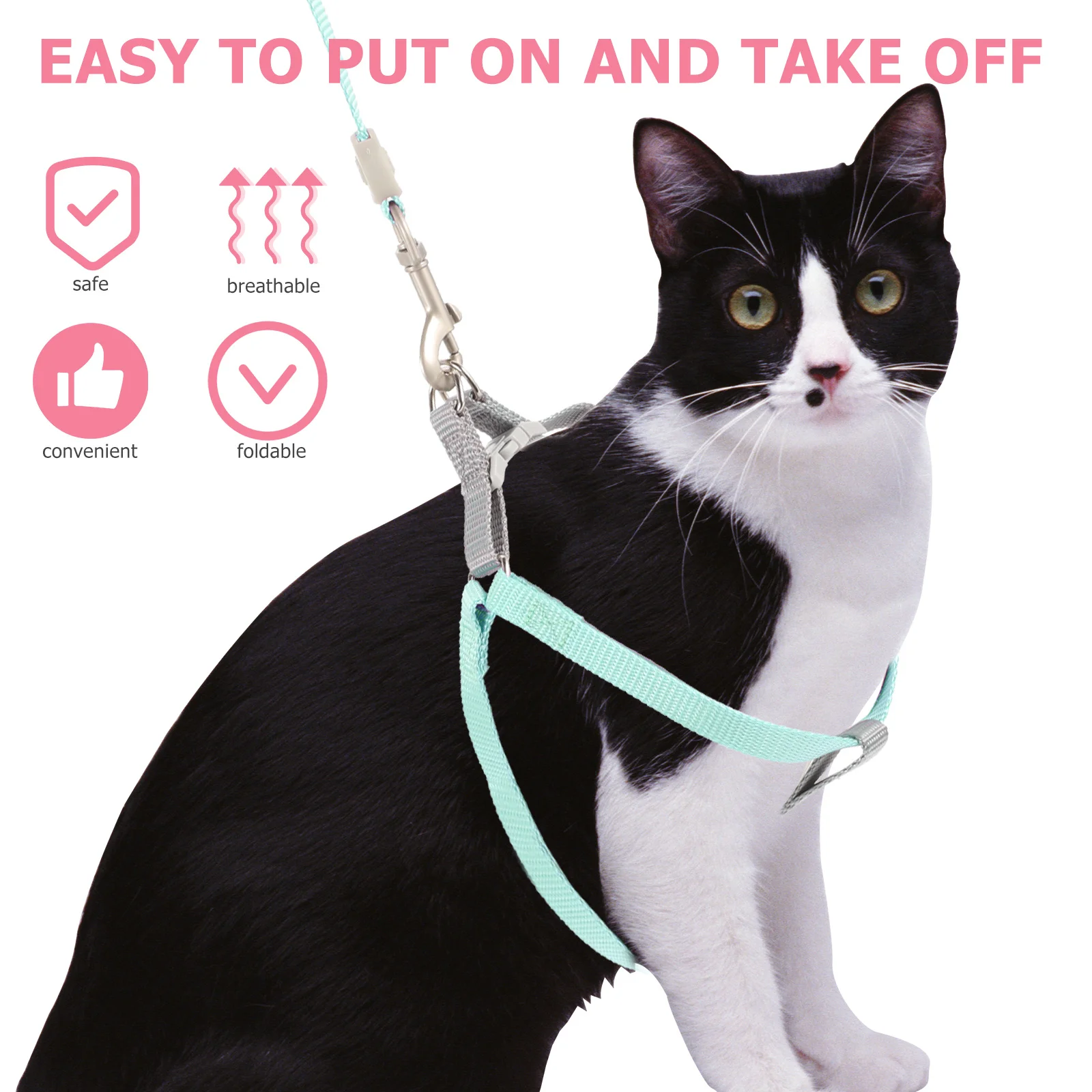 

1Set Small Cat Harness and Leash Kitten Adjustable Escape Proof Outdoor Walking Rope for Cats Cat Harness Leash for Cats to Walk