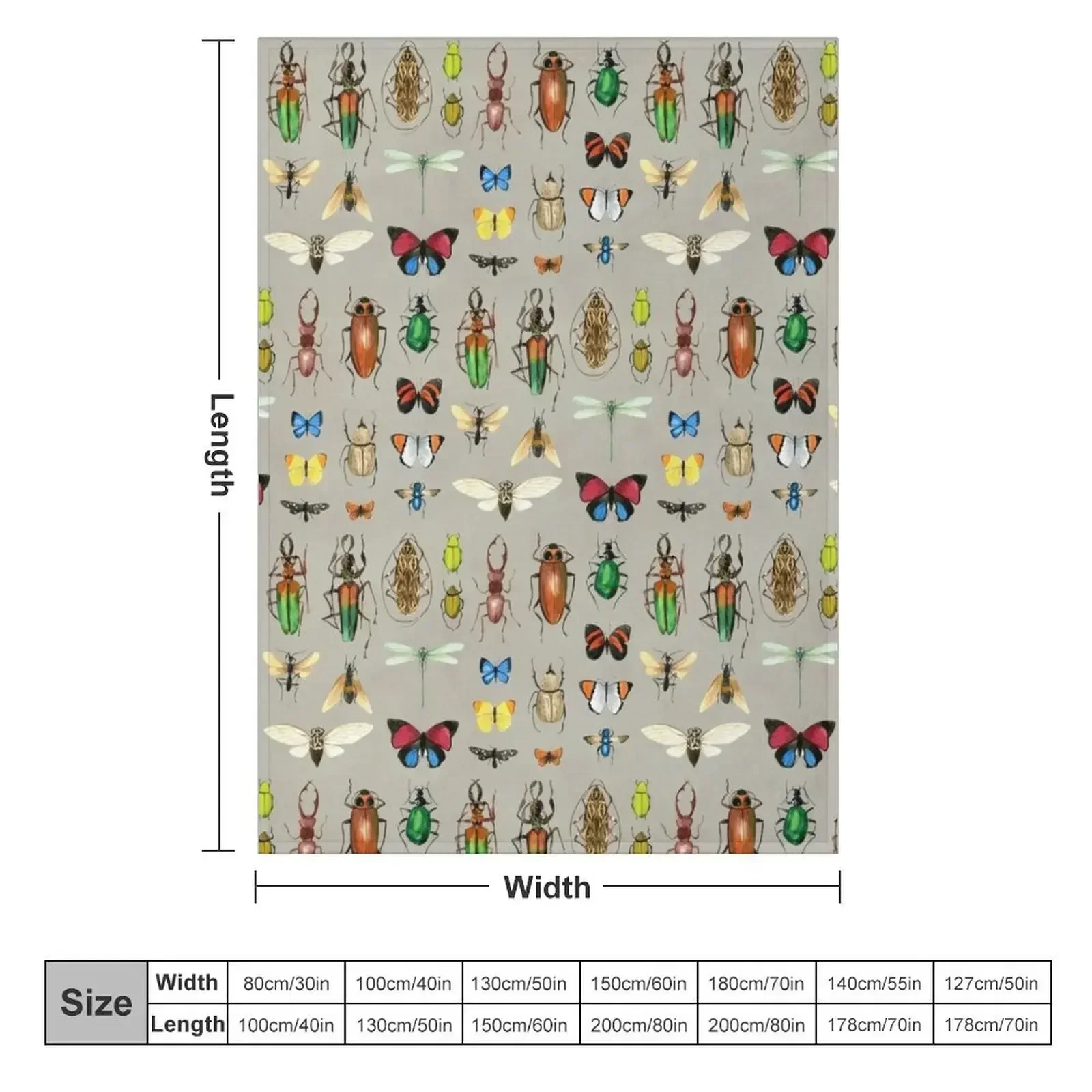 The Usual Suspects - Insects on grey - watercolour bugs pattern by Cecca Designs Throw Blanket Summer Decorative Beds Blankets