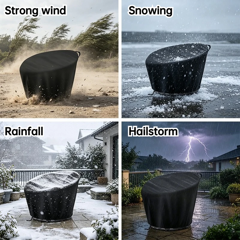 Outdoor Oxford Papasan Rattan Chair Cover Full Wrap Waterproof Dustproof Chair Protector with Portable Carry Handle Easy Install