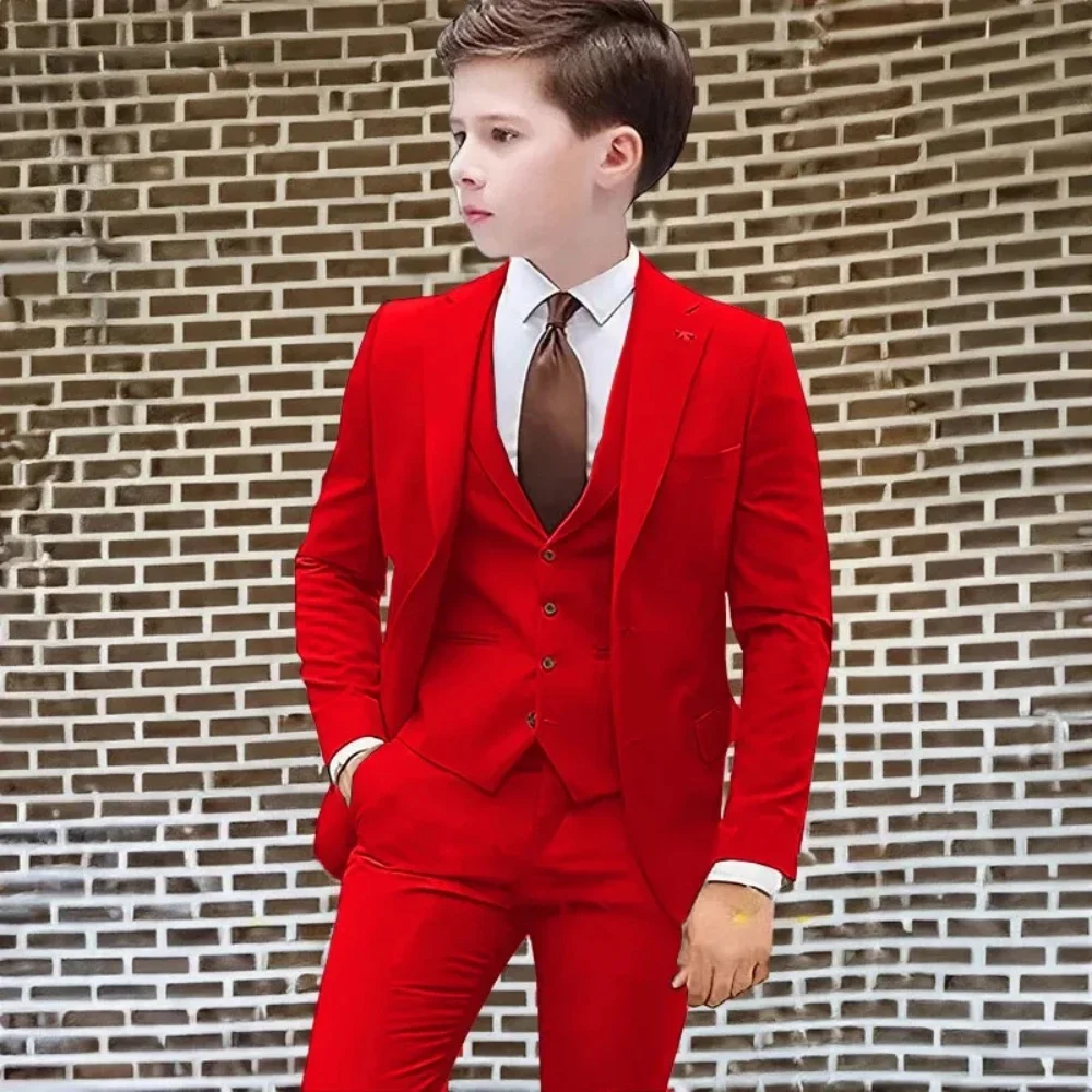 

2-16 Years Old Custom Suit for Boys Suit 3 Piece Suit Wedding Kids Tuxedo Formal Jacket Pants Vest Slim Fit Outfit