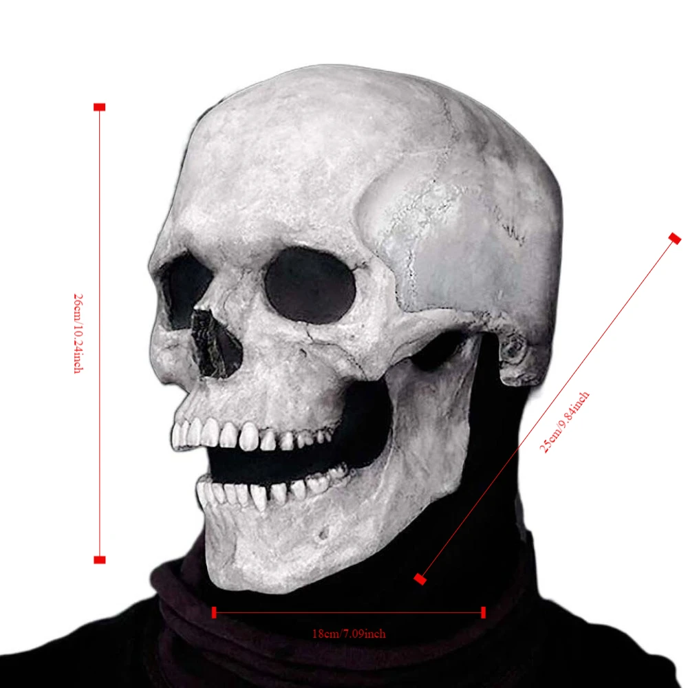 Cosplay Prank Head Cover Skull Helmet Halloween Carnival Easter Party Full Head Skull Halloween Mask Movable Jaw Skull Mask
