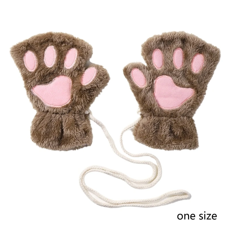 d'hiver doux pour enfants, mitaine en forme patte d'ours chat, demi-doigt, fournitures d'hiver, livraison directe