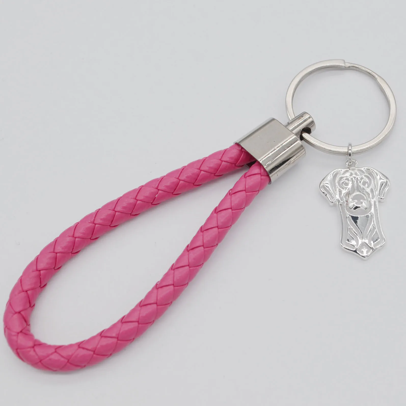 Doberman Dog Key Chains Women‘s Jewelry Leather Cord Keychain Miniature Alloy Charm Pendant Key Rings Birthday Gift