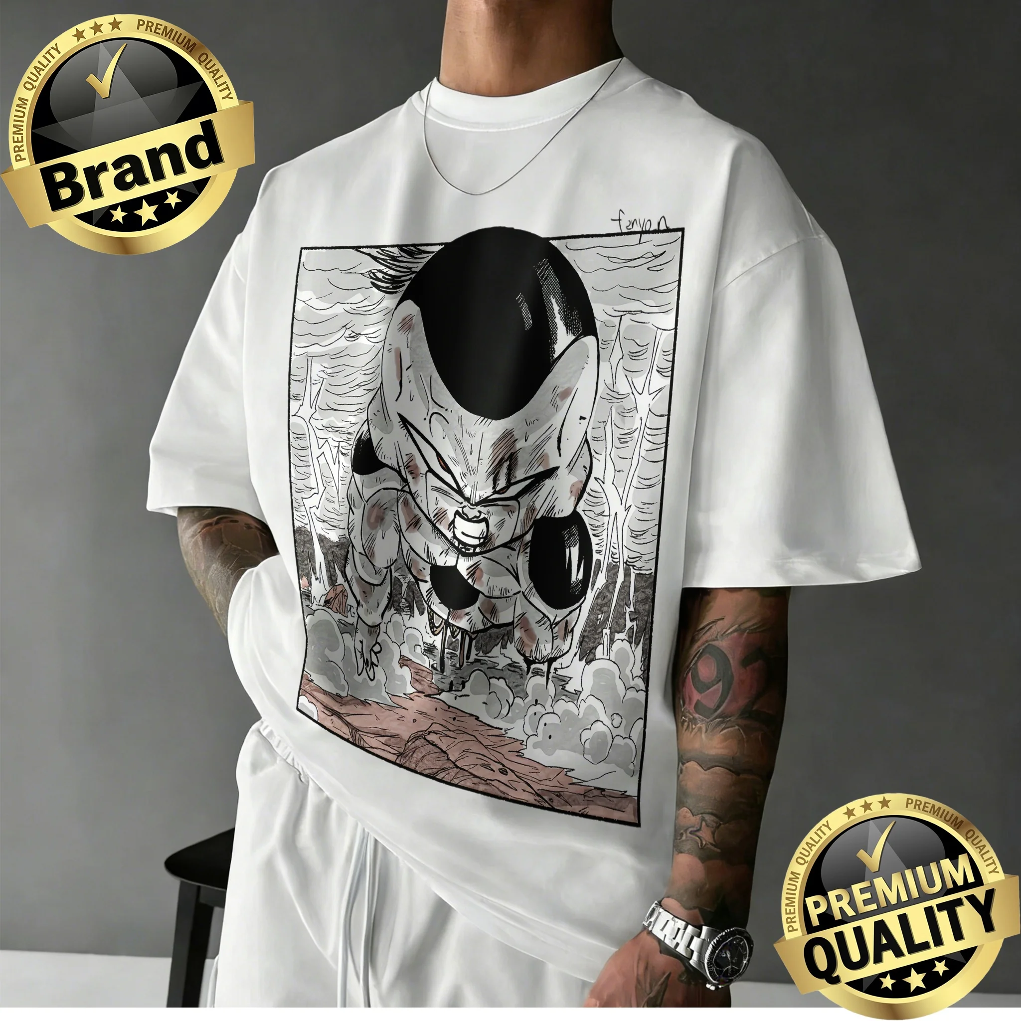 2026 Neuerscheinung Dragon Ball Übergroßes Retro Anime T-Shirt |   Frieza Manga Grafikdruck, 100 % Baumwolle, lässiges T-Shirt für die Familie Y2k