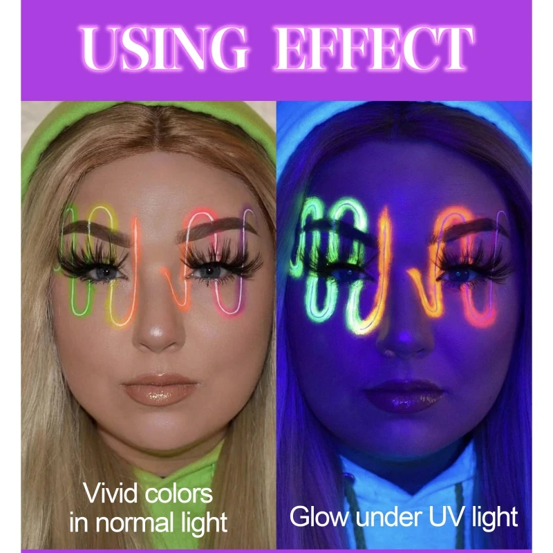 UV Face Body Paint Fluorescent Makeup Palette With 2Pcs Makeup Brushes Water Activated Eyeliner Club Party Halloween Maquiagem