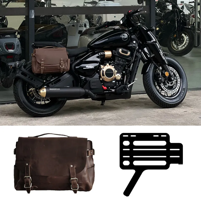 【Premium】For Cyclone RA600 two-seater side bag retro tail bag modification accessories cowhide cycling motorcycle hanging bag