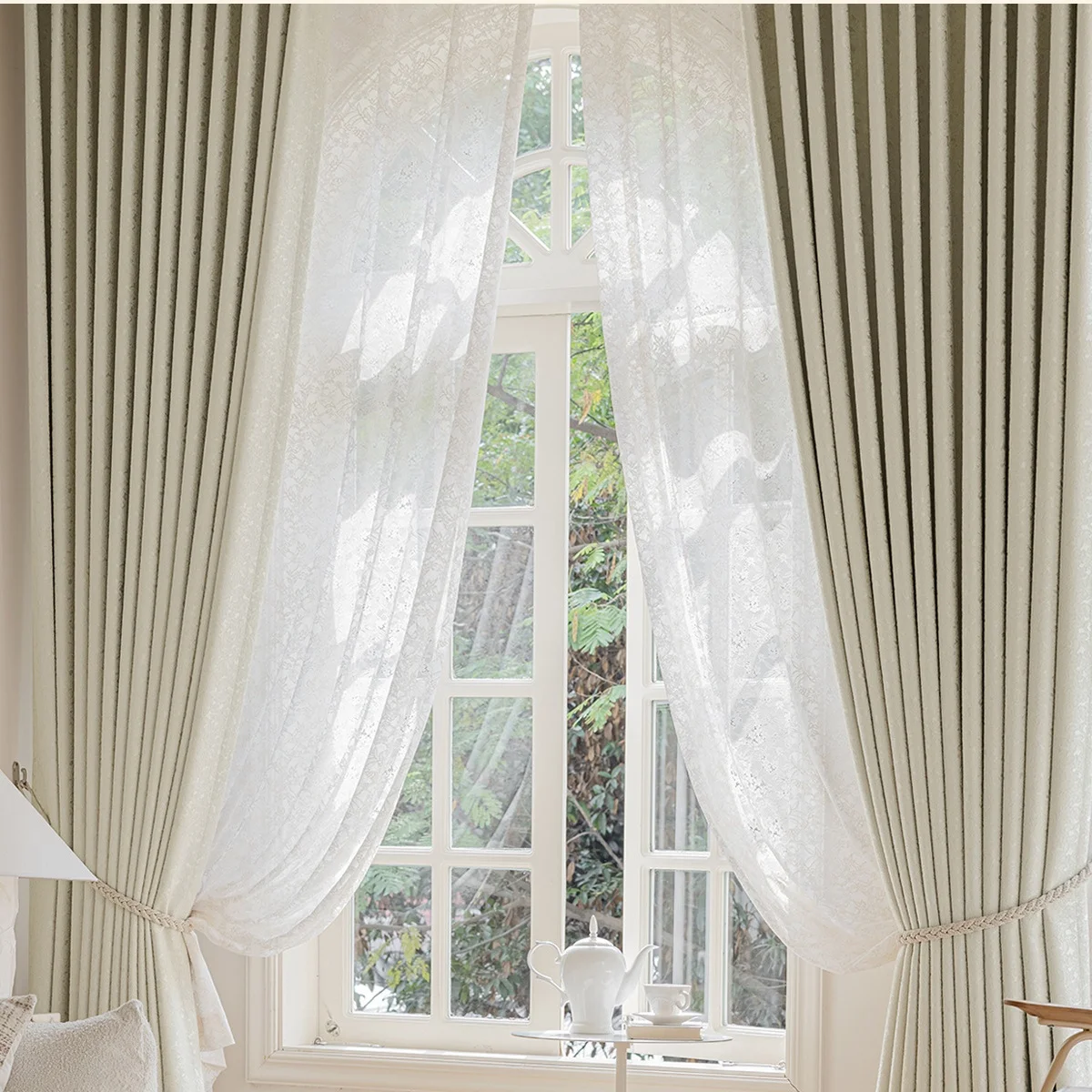 85% Blackout Living Room Window Curtains Soild Color All Match Sound Reduce Beige Bedroom Thermal Curtains Custom Made