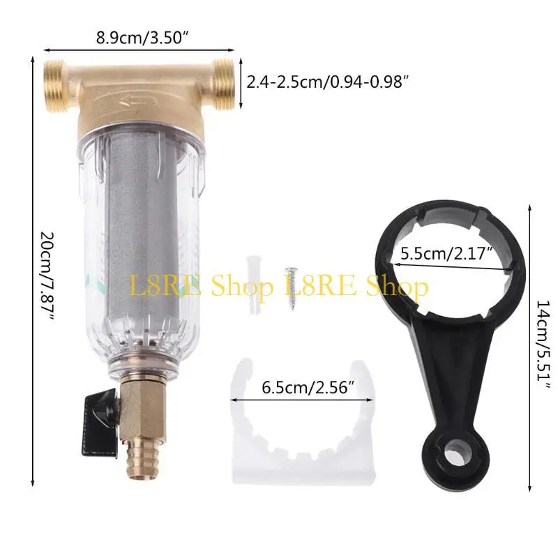 L8RE 6 баллов передний очиститель Медный свинцовый фильтр для воды Домашняя пыль нержавеющая сетка