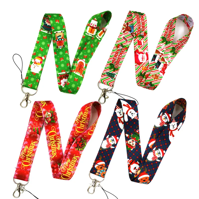 Merry Christmas Lanyard for Key Phone Cool Neck Strap Lanyard for Camera Whistle ID Badge Cute webbings ribbons Gifts