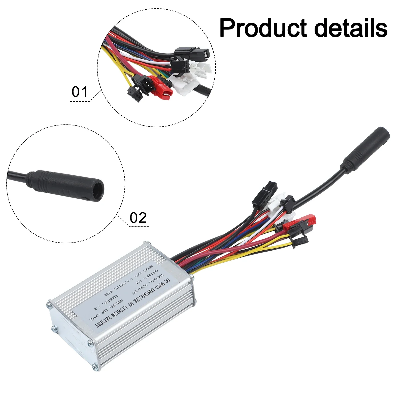For Electric Bicycle Repair 15A SM Controller Square Wave Brushless Hub Motor Maximum Current 15 1A Aluminum Plastic Housing