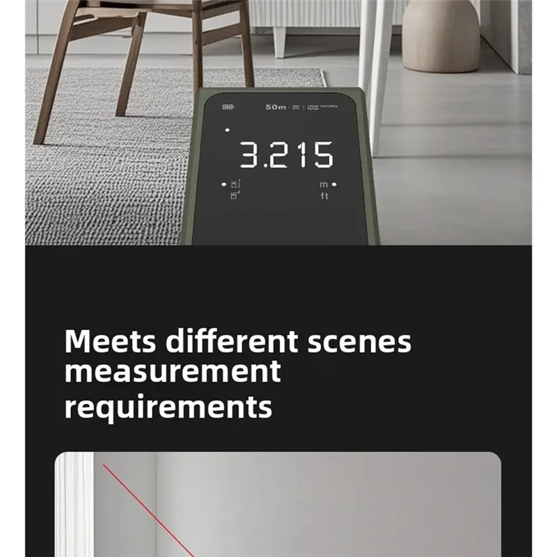 ABGI-Intelligent Digital Laser Tape Measuring Tool Smart Laser Measure 50M LED Display Rechargeable Laser Ruler Rangefinder