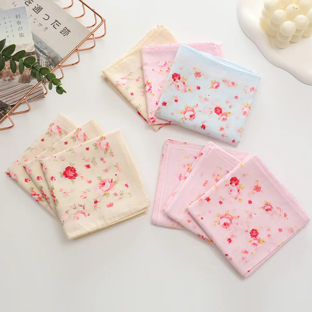 3/6 pezzi fazzoletto stampato in puro cotone da donna elegante morbido e confortevole asciugamano assorbente sottile estivo della porcellana orientale 43 cm
