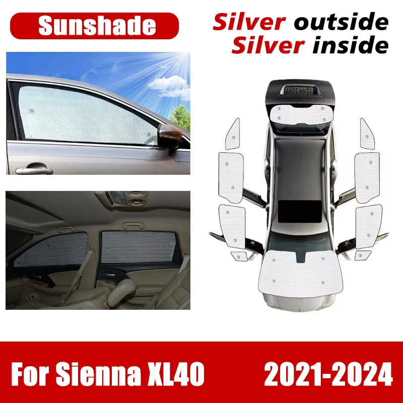 

Full Coverage Sunshade For Toyota Sienna 2024 Acesorios XL40 MK4 2021~2024 Car Window Windshield Sunscreen Visors Accessories