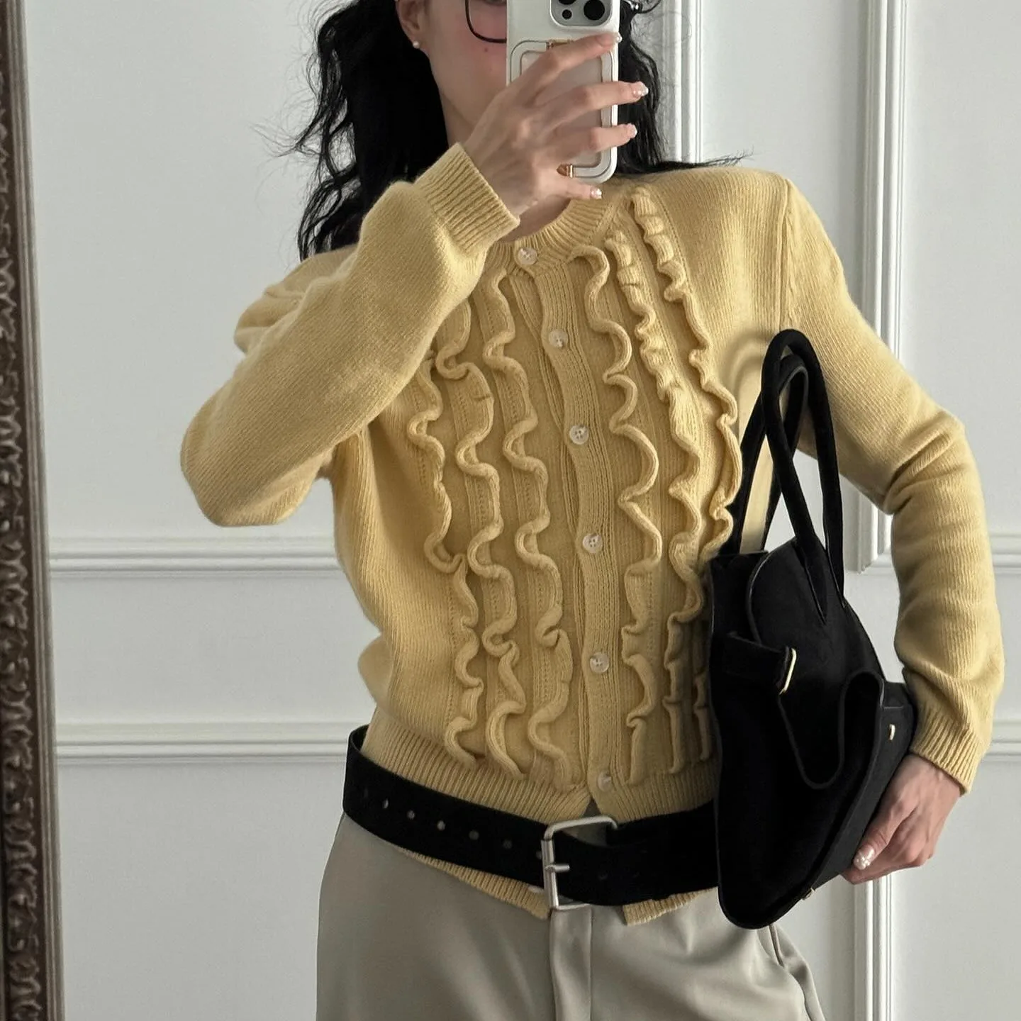 

Корейский женский свитер Sle, шикарный дизайн, универсальный модный милый молодежный деревянный мягкий вязаный топ, длинный свек, обычный Le...