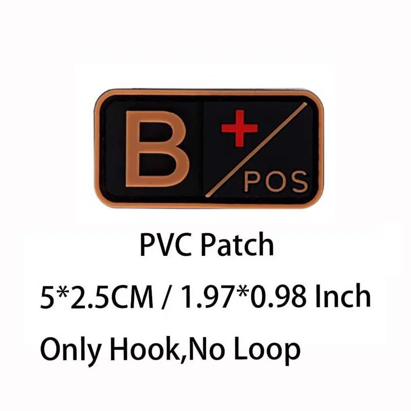 Kleiner Aufnäher mit Haken, PVC-Blutgruppe A B AB O POS NEG-Emblemen, Patches militärische taktische Abzeichen am Rucksack, Outdoor-Ausrüstung