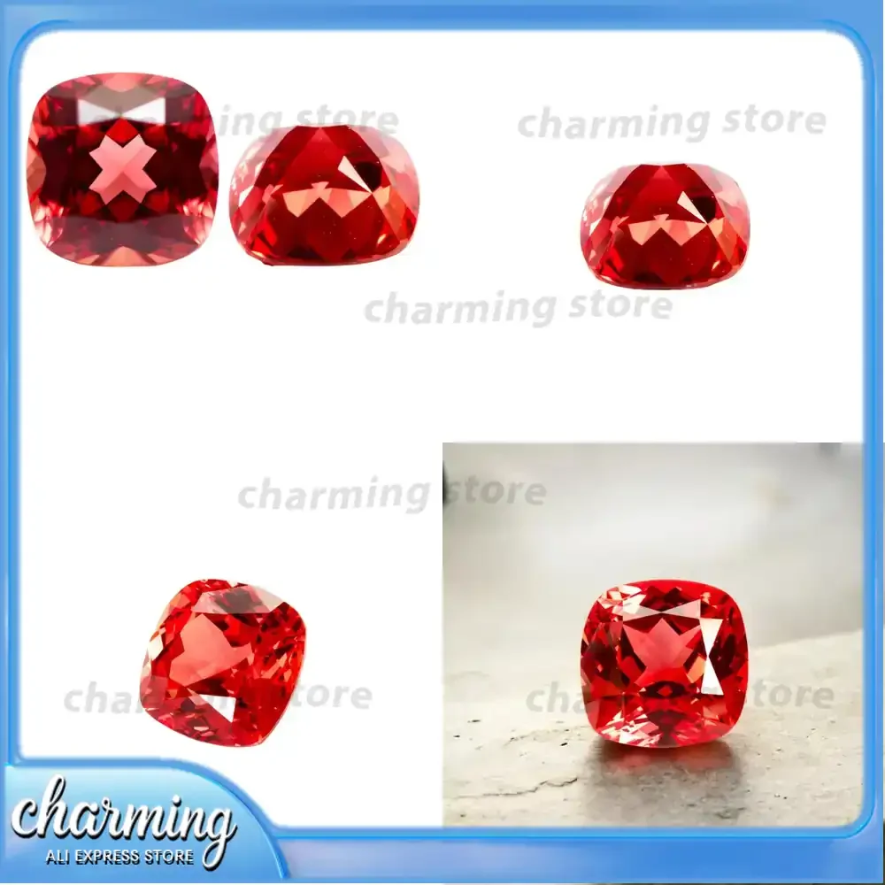 

Lab Grown Sapphire Cushion Cut Sunset Red for Charms DIY Jewelry Making Rings Earrings Wholesale Lab Created Sapphire