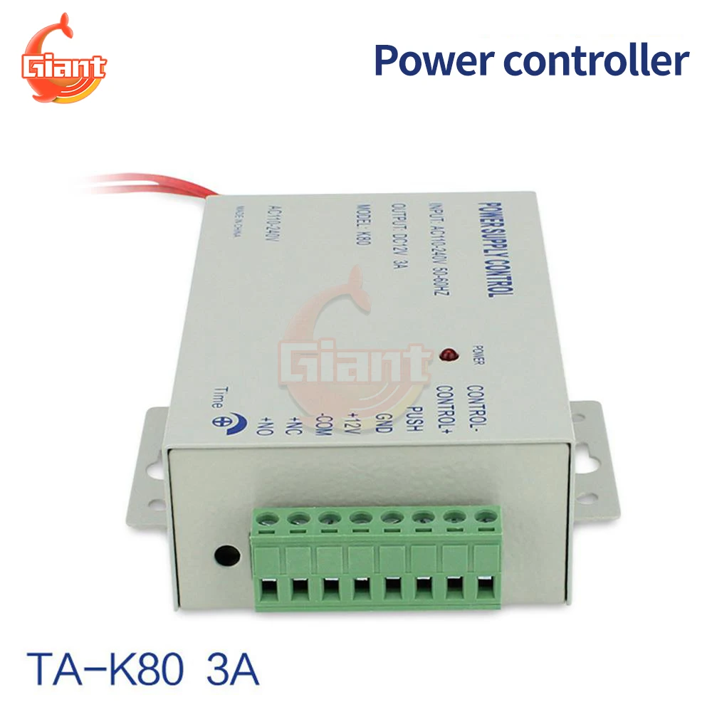 TA-K80 Door Access Control Power Supply Transformer for Electric Lock Intercom Camera 110-220V AC to 12V DC Power Supply Control