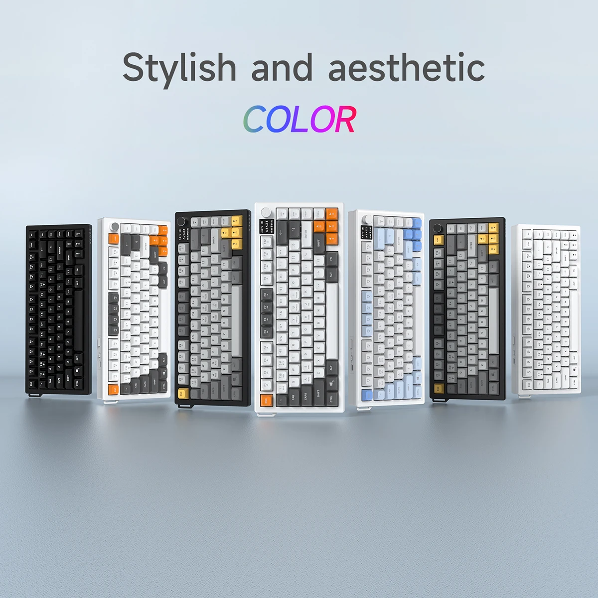 AJAZZ AF82 Low-Proflie Keyboard 1600W RGB 4000mAh 3 Mode 75% Type-C Display Screen Membrane Office E-sport Gaming Keyboard Gift