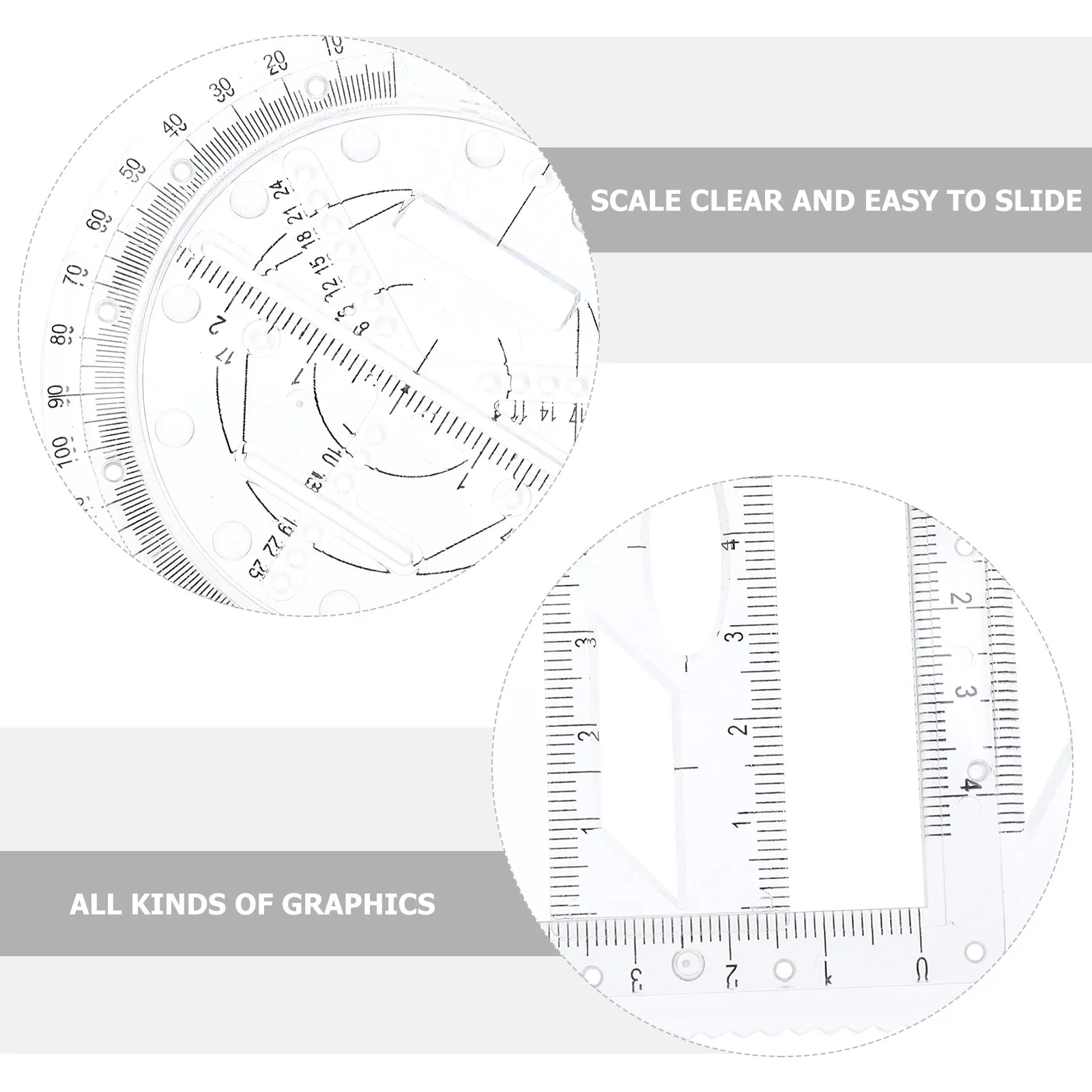 Geometric Drawing Ruler Set Premium Plastic Drafting Template for Ellipse Rectangle Patterns Examination School Supplies view 3