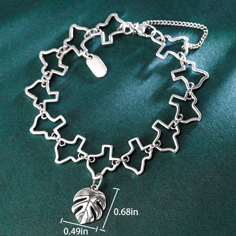 Genuine 925 sterling silver Texas Charm Bracelet paired with Penglai banana leaves pendant